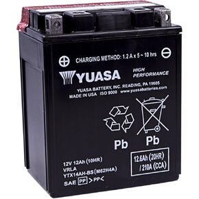 Yuasa YUAM62H4A YTX14AH-BS Maintenance Free H Series AGM Battery with Acid pack