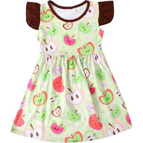 Toddler Girl Dress Back to School Pencil School Bus Print Dress Summer Outfits 3-8T