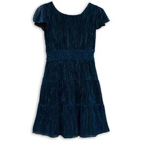 Speechless Girls' Short Flutter Sleeve Plisse Party Dress