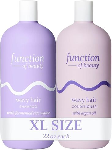 Function of Beauty Customizable Shampoo & Conditioner for Wavy Hair, 22 oz Each - Sulfate-Free, With Fermented Rice Water to Strengthen & Argan Oil to Enhance Glossiness & Natural Shine in Saudi Arabia