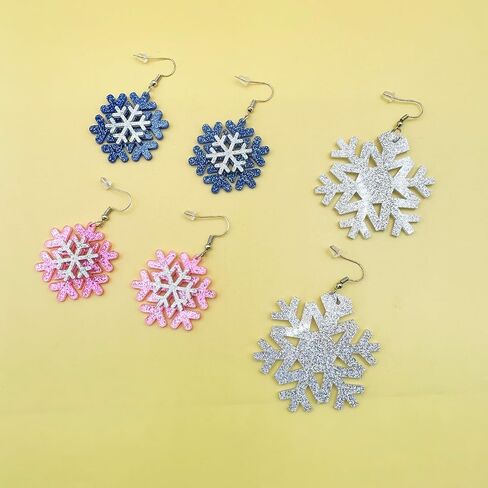 Christmas Earrings Snowflake Earrings for Women Shining Christmas Snowflake Earrings Glitter Acrylic Snow Dangle Earrings Xmas Drop Earrings in Kuwait