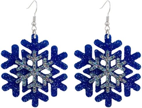Christmas Earrings Snowflake Earrings for Women Shining Christmas Snowflake Earrings Glitter Acrylic Snow Dangle Earrings Xmas Drop Earrings in Kuwait