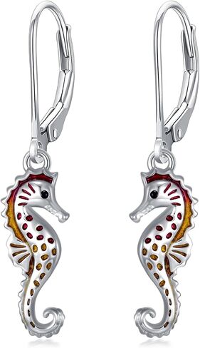 Seahorse Earrings S925 Sterling Silver Ocean Seahorse Earrings Seahorse Earrings Sea horse Drop Dangle Earrings Beach Jewelry for Women Best Friend Daughter Birthday Christmas Gifts in Kuwait