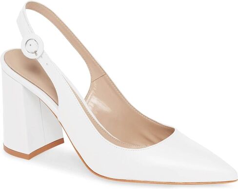 Womens Slingback Block Heels Pointed Closed Toe Work Dress Shoes | Chunky Heels, Sling Back Heels, Party Dress Shoes, Wedding Shoes, Slip On in Saudi Arabia