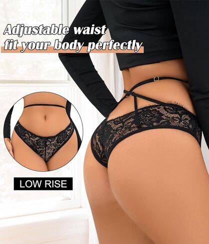 UMMISS Sexy Cheeky Underwear for Women Adjustable Lace Wicking Bikini Criss Cross Breathable Panties Ladies Hipster Briefs in Saudi Arabia