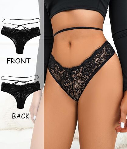 UMMISS Sexy Cheeky Underwear for Women Adjustable Lace Wicking Bikini Criss Cross Breathable Panties Ladies Hipster Briefs in Saudi Arabia
