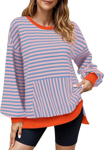 تتفتح هلام المرأة البلوز المتضخم الخريف أعلى Crewneck كم طويل قميص ملابس غير رسمية مخطط Y2K البلوز in Kuwait