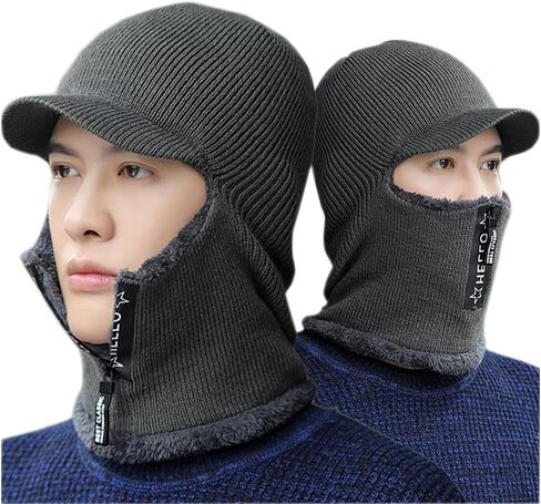 Unisex Winter Warm Elastic Soft Ear Protection Knitted Scarf face Protection hat Fleece Lined Hat one-Piece hat in Saudi Arabia