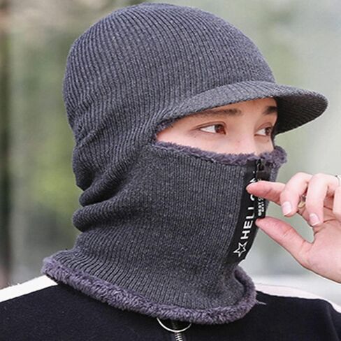 Unisex Winter Warm Elastic Soft Ear Protection Knitted Scarf face Protection hat Fleece Lined Hat one-Piece hat in Saudi Arabia