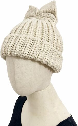 Women Winter Bowknot Beanie Hat Knit Warm Slouchy Skull Cap Thick Snow Ski Hat in Saudi Arabia