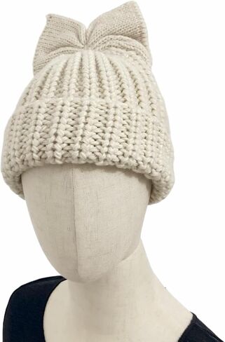 Women Winter Bowknot Beanie Hat Knit Warm Slouchy Skull Cap Thick Snow Ski Hat in Saudi Arabia