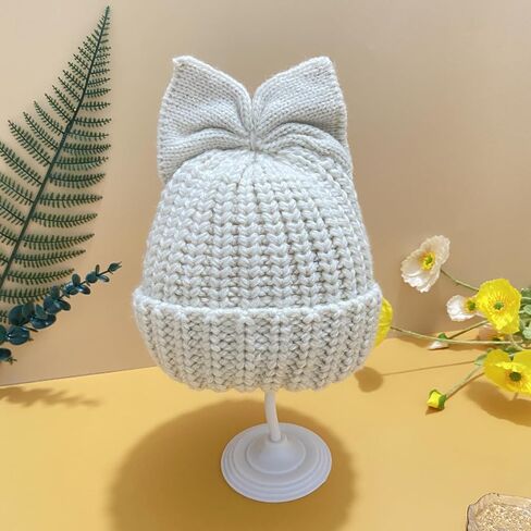 Women Winter Bowknot Beanie Hat Knit Warm Slouchy Skull Cap Thick Snow Ski Hat in Saudi Arabia