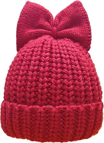 Women Winter Bowknot Beanie Hat Knit Warm Slouchy Skull Cap Thick Snow Ski Hat in Saudi Arabia