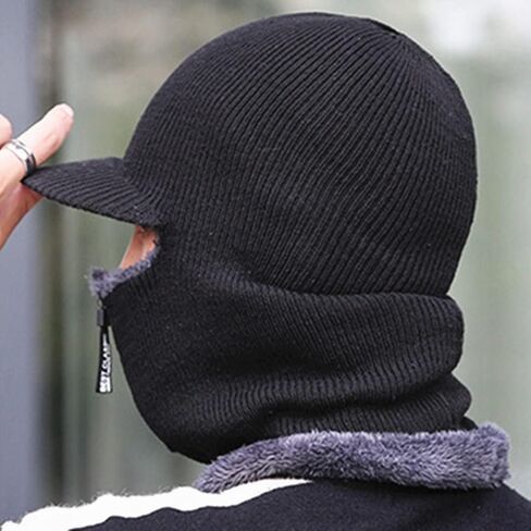 Unisex Winter Warm Elastic Soft Ear Protection Knitted Scarf face Protection hat Fleece Lined Hat one-Piece hat in Kuwait