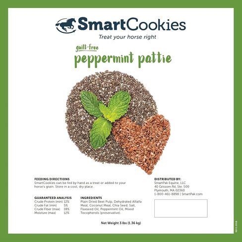 ملفات تعريف الارتباط الذكية SMARTPAK | علاجات صحية للخيول مصنوعة من دقيق جوز الهند، ولب البنجر، والبرسيم، وزيت بذور الكتان | حلوى الحصان الخالية من السكر | كوكيز بنكهة خبز الموز للخيول، كيس 3 رطل in Saudi Arabia