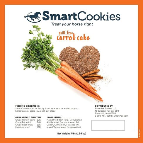 ملفات تعريف الارتباط الذكية SMARTPAK | علاجات صحية للخيول مصنوعة من دقيق جوز الهند، ولب البنجر، والبرسيم، وزيت بذور الكتان | حلوى الحصان الخالية من السكر | كوكيز بنكهة خبز الموز للخيول، كيس 3 رطل in Saudi Arabia