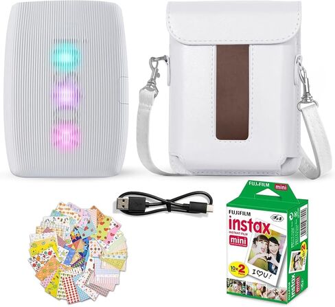 Fujifilm Instax Mini Link 3 Smartphone Printer Sage Green + Fuji Film Value Pack (20 Sheets)+ Shutter Accessories Bundle, Incl. Protective Case, 20 Sticker Frames, USB Type C Cable in Saudi Arabia