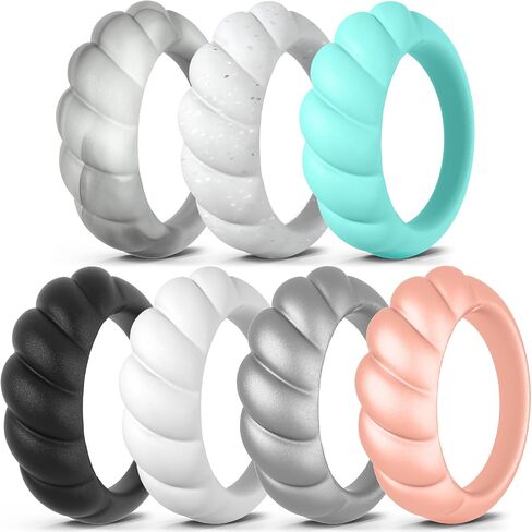 Egnaro Engagement Rings Women, Breathable Design Silicone Rings Women Wedding Bands, Stretchy Rubber Promise Rings for Gift, Anniversary Ring for Work Out in Kuwait