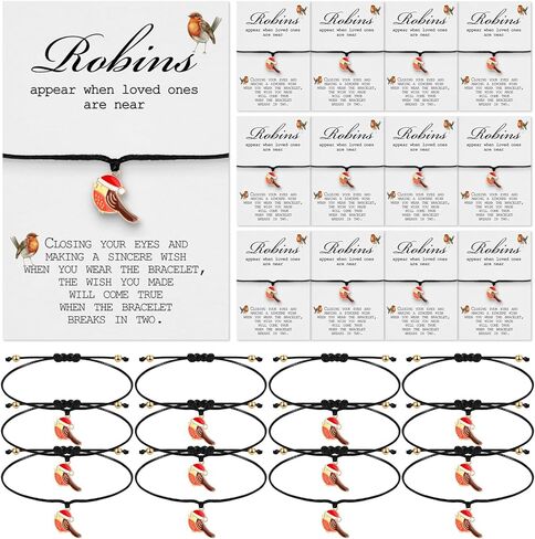 12 مجموعة من هدايا روبن للنساء من Tigeen، سوار رغبة روبن مع سحر روبن يظهر روبن عندما يكون أحبائهم بالقرب من سوار تذكاري، سوار تعاطف، هدية تذكارية لفقدان أحد أفراد أسرته in Kuwait