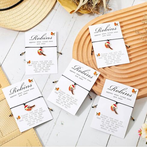 12 مجموعة من هدايا روبن للنساء من Tigeen، سوار رغبة روبن مع سحر روبن يظهر روبن عندما يكون أحبائهم بالقرب من سوار تذكاري، سوار تعاطف، هدية تذكارية لفقدان أحد أفراد أسرته in Kuwait