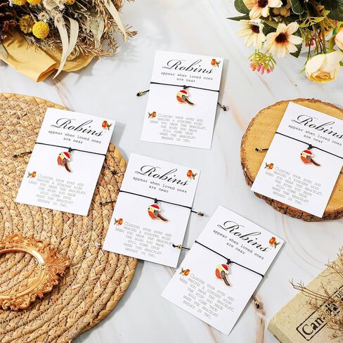 12 مجموعة من هدايا روبن للنساء من Tigeen، سوار رغبة روبن مع سحر روبن يظهر روبن عندما يكون أحبائهم بالقرب من سوار تذكاري، سوار تعاطف، هدية تذكارية لفقدان أحد أفراد أسرته in Kuwait