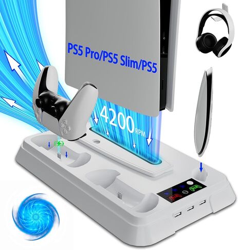 PS5 Cooling Station, PS5 Slim Stand and Turbo Fan with Controller Charging Station for PlayStation 5 in Saudi Arabia