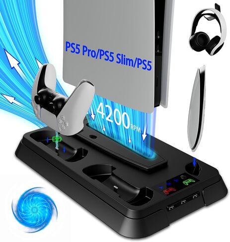 PS5 Cooling Station, PS5 Slim Stand and Turbo Fan with Controller Charging Station for PlayStation 5 in Kuwait