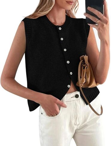 PRETTYGARDEN Sweater Vest Women Summer Tank Tops 2025 Sleeveless Button Down Trendy Clothes Business Casual Knit Outfits in Kuwait