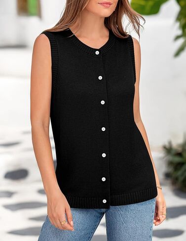 PRETTYGARDEN Sweater Vest Women Summer Tank Tops 2025 Sleeveless Button Down Trendy Clothes Business Casual Knit Outfits in Kuwait