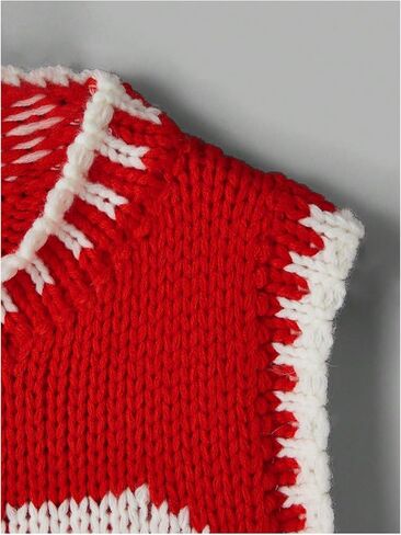 MakeMeChic Women's Bow Knot Pattern Sweater Vest Crew Neck Sleeveless Crochet Knitted Crop Tops in Saudi Arabia