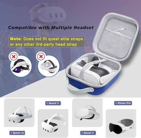 Hard Carrying Case Compatible with Meta Quest 3S/Quest 3/Quest 2/Vision Pro, Portable VR Gaming Headset and Touch Controllers Case with Lens Protector, Suit for Travel and Home Storage-Black in Saudi Arabia