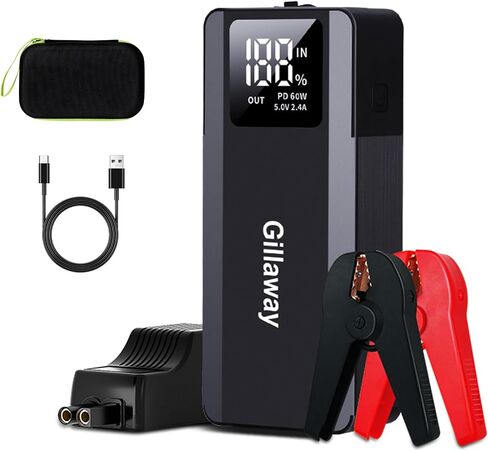 017 6000A بطارية السيارة Jump Starter (لجميع أنواع الغاز أو ما يصل إلى 12 لترًا من الديزل)، حزمة بطارية Jump Starter تصل إلى 100 نقطة تشغيل سريعة، شاشة عرض كاملة وإضاءة LED، QC3.0، النوع C، الشحن السريع PD60W in Saudi Arabia