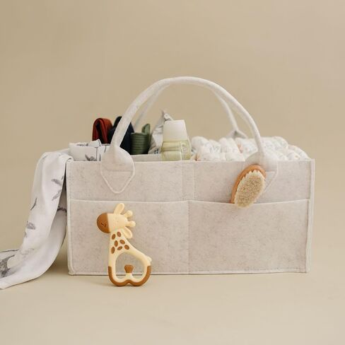 PUTSKA Baby Diaper Caddy Organizer - Nursery Storage Basket for Diaper Station, Baby Basket Shower Gift List and Registry Must-Have, Newborn Essentials, Nursery Decor for Boy or Girl - Grey, Large in Saudi Arabia
