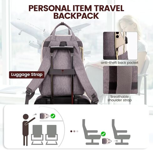 LOVEVOOK Laptop Backpack for Women, 15.6 Inch Travel Anti-theft Laptop Bag, Fashion Work Business Backpacks Purse, Warterproof Teacher Nurse Computer Professor Daypack, Beige-Black in Saudi Arabia