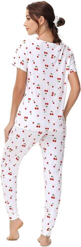 Pajamas for Women Short Sleeve Top Jogger Pants Sleepwear Viscose from Bamboo Nightwear Soft Pjs S-XXL in Saudi Arabia