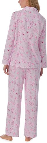 Carole Hochman Pajamas for Women 2 Piece Set - Cotton Knit Long Sleeve Button Down Pant PJ Set - Pink Paisley Floral, Small in Saudi Arabia