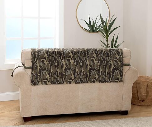 غطاء أثاث من القطيفة المموه من Innovative Textile Solutions، أخضر زيتوني، أريكة مقاس XL in Saudi Arabia