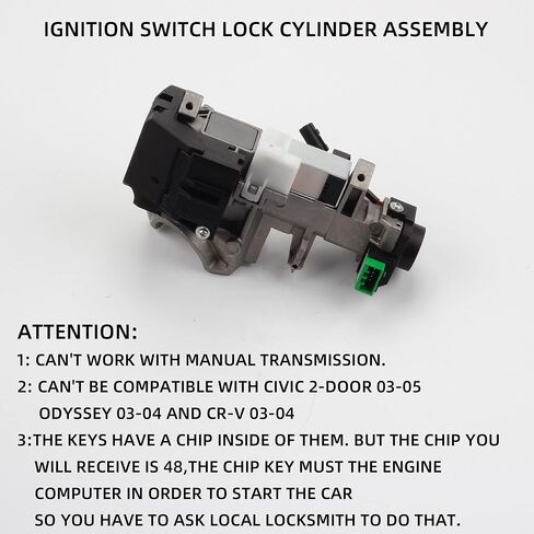 مجموعة أسطوانة قفل مفتاح الإشعال من داسبيكان متوافقة مع Honda Accord CRV FIT Odyssey Civic 2006-2011 06350-SAA-G30 35100-SDA-A71، رقاقة ID46 مفاتيح منع الحركة in Saudi Arabia
