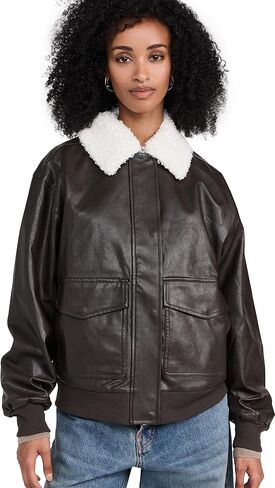 WAYF Women's Bomber Jacket with Removable Shearling Collar in Saudi Arabia