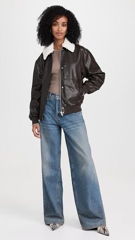 WAYF Women's Bomber Jacket with Removable Shearling Collar in Saudi Arabia