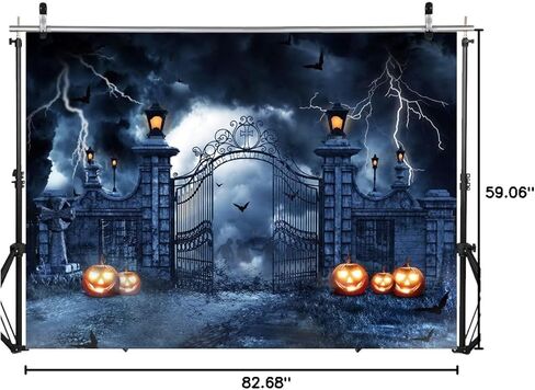 SJOLOON Scary Halloween Backdrop Pumpkin Photo Background for Horrible Halloween Theme Party Decoration 12471 (7x5FT) in Kuwait