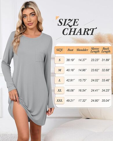 Neer 3 Pack Women's Long Sleeve Night Dress, Soft Comfy Nightgowns with Chest Pocket Sleep Dresses T Shirts Basic Nightshirts in Saudi Arabia