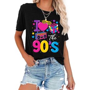 قميص التسعينيات للنساء: قميص I Love The 90s تي شيرت جرافيك عتيق ملابس حفلات النيون في التسعينيات in Kuwait