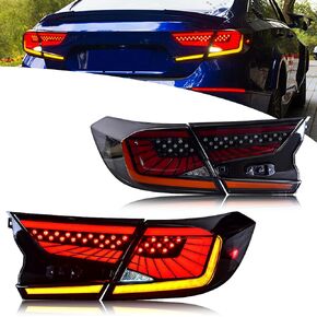 New Accessory Compatible with Honda Accord 2018-2024 10th Gen Full LED Tail Lights with Sequential Turn Signal Dynamic Animation Rear Lamps Assembly