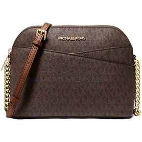 Michael Michael Kors Jet Set Travel Medium Dome Crossbody Leather Handbag Brown