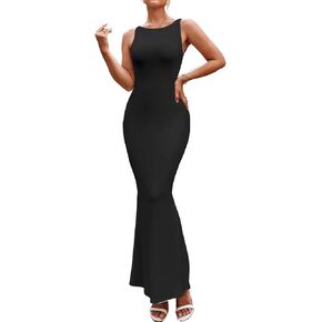 KUTUMAI Bodycon Maxi Long Dress Tank Top Sleeveless Formal Wedding Guest Dresses for Women 2024 Trendy
