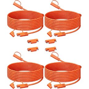 Tonton 12.5FT SAE to SAE Extension Cable 4-Pack, 16AWG Heavy Duty SAE Cable Quick Disconnect Connectors with SAE Polarity Reverse Adapter, Perfect for Automotive, Solar Panel, Battery Charger, RV