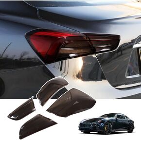 ABS Rear Tail Light Lens Taillight Kit Fit for Maserati Ghibli 2021-2024 Car Rear Lamp Shade Brake Indicator Light Reversing Lamp Blackened Tail Lamp Cover Accessories