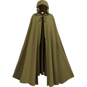 Women Renaissance Cloak with Cuffs,Druid Cloak with Hood, Adult Women Hobbit Cloak,Medieval Costume Cloak Women