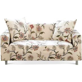 Lamberia Printed Sofa Cover Stretch Couch Cover Sofa Slipcovers for 3 Cushion Couch with Two Pillow Cases (3 Seater, New Blooming Flower)